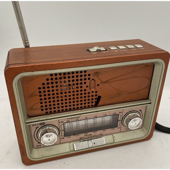 Videyas Retro AM FM Radio, Shortwave Portable Vintage Radio mp3 - Picture 1 of 5